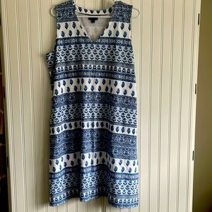 Jjill Wearever Collection size Large blue print dress.